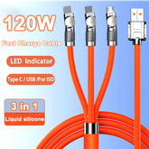 120W 3 In 1 Elbow Fast Charge Cord Micro USB Type-C